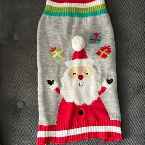 Holiday Cheer Santa Dog Sweater - Red and Gray